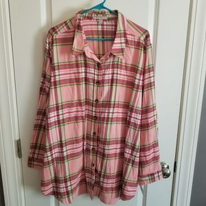 2x/3x Woman Within Pink Flannel top, EUC